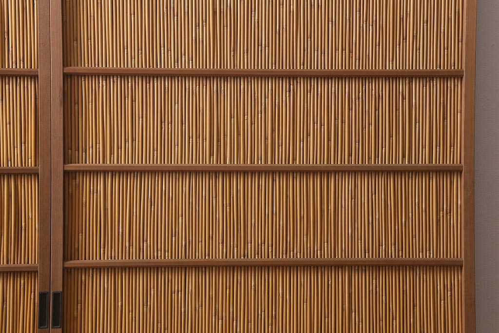 ビンテージ建具　和の風情を演出する御簾戸2枚セット(簾戸、簀戸、葭戸、夏障子、夏戸、葦戸)(R-041089)