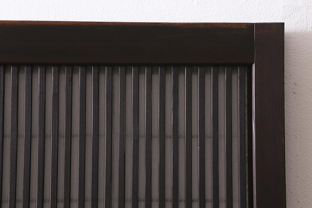 アンティーク建具　和製アンティーク　昭和中期　裏障子付き　深みのある色合いが風情漂う格子戸2枚セット(引き戸、建具)(R-041092)