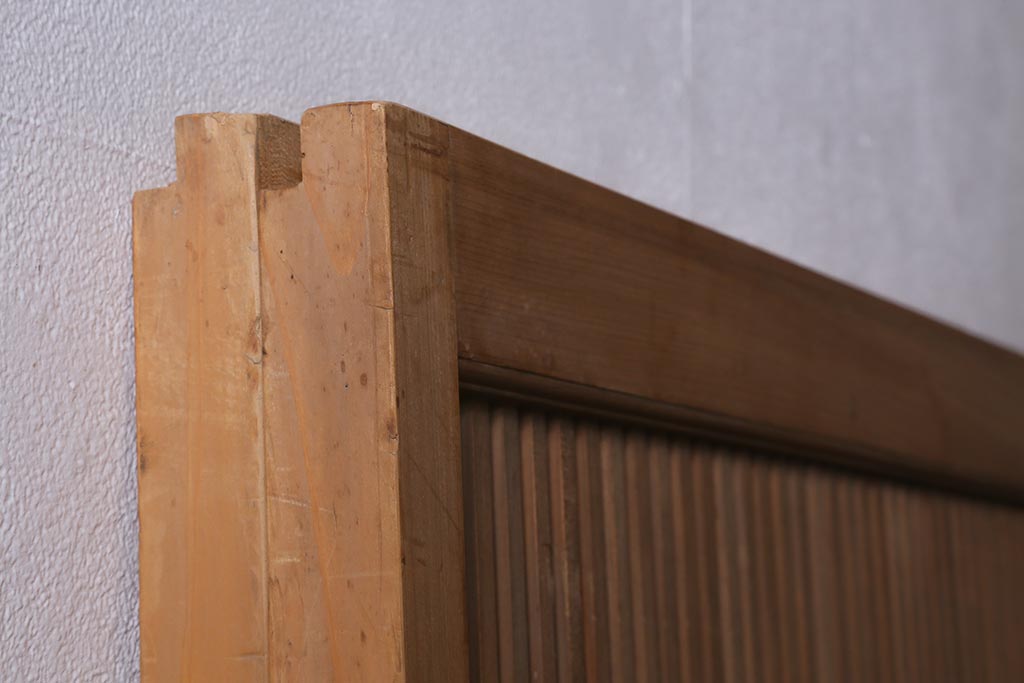 アンティーク建具　和製アンティーク　昭和中期　味わい深い木味が魅力の万本格子戸2枚セット(引き戸、建具)(R-041107)