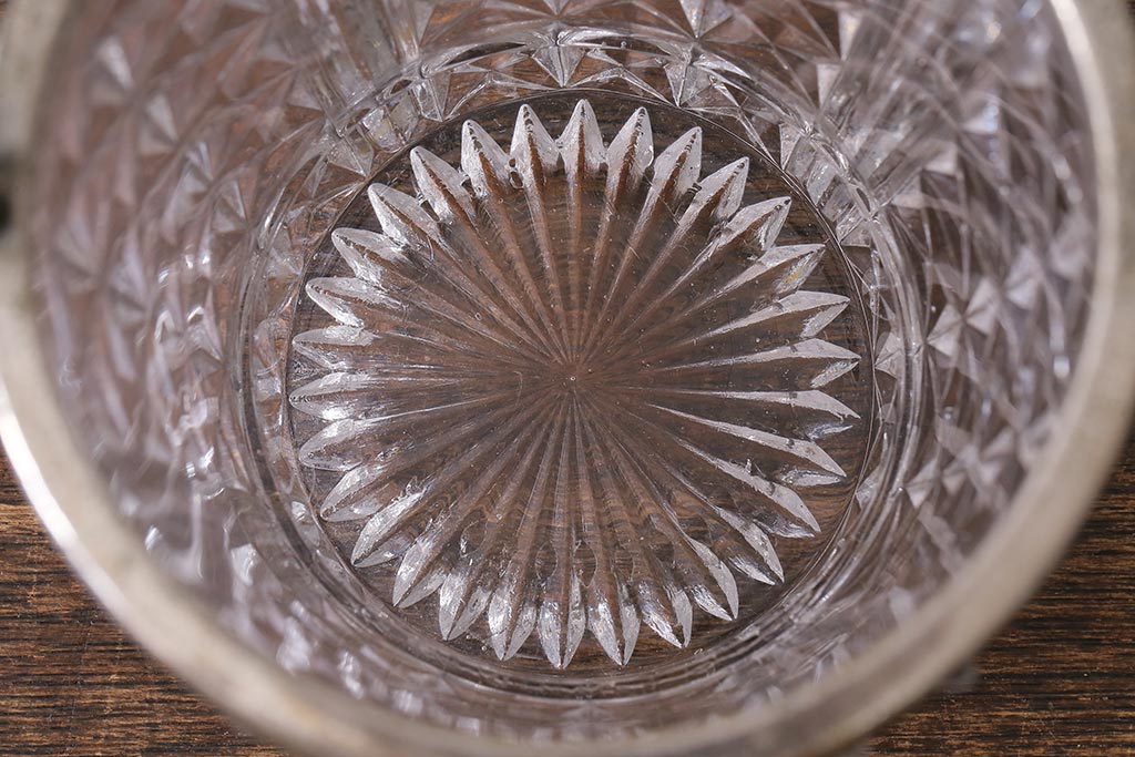 レトロ雑貨　昭和初期　プレスガラスのアイスペール(氷入れ)(R-041127)