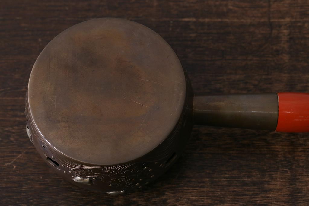 アンティーク雑貨　古民具　銅製　銀象嵌　波千鳥　火熨斗(ひのし)(R-041138)