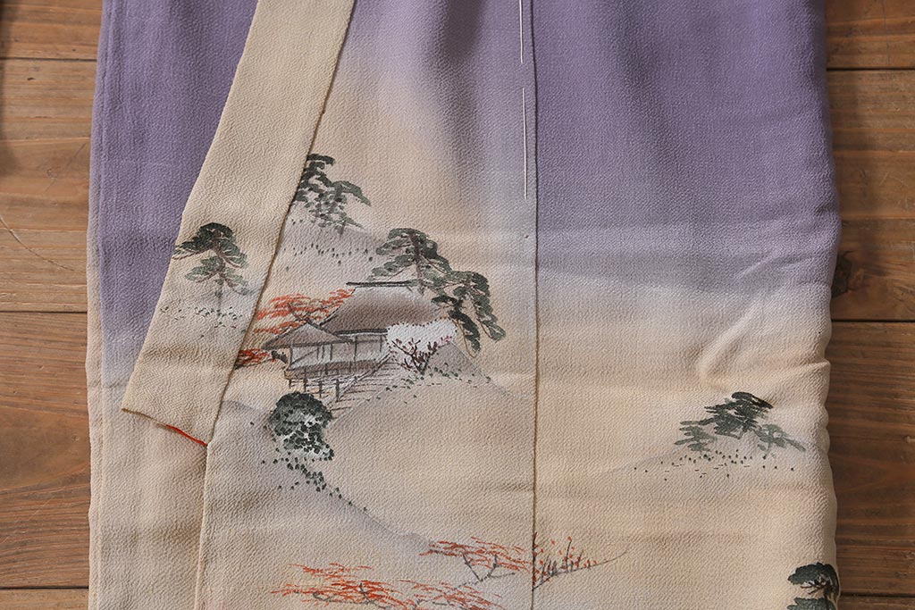 アンティーク着物 江戸縮緬着物(正絹古布、和服)(R-041144