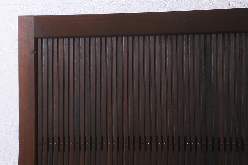 アンティーク建具　昭和中期　裏障子付き　上質な和の空間を演出する格子戸2枚セット(引き戸、建具)(R-041151)