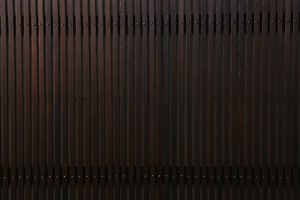 アンティーク建具　昭和中期　裏障子付き　上質な和の空間を演出する格子戸2枚セット(引き戸、建具)(R-041151)
