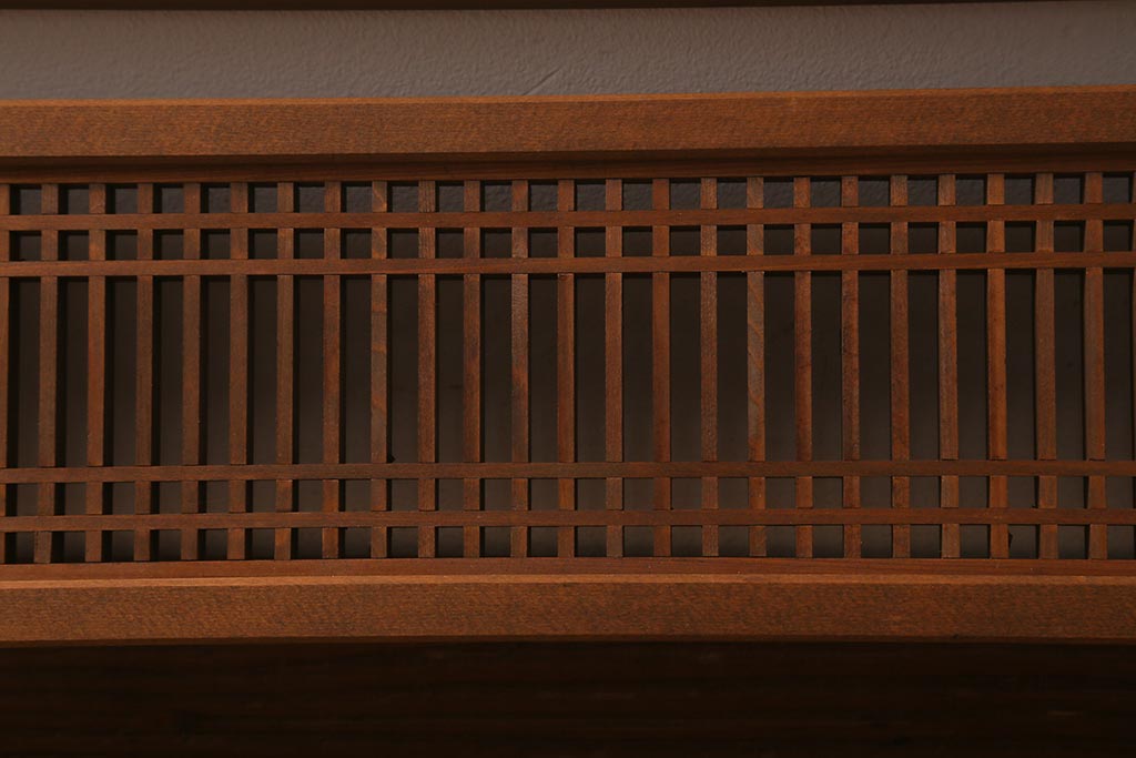 アンティーク建具　和製アンティーク　昭和後期　井桁枠に繊細な格子が映える上品な欄間(明かり取り、明り取り、建具)(R-041195)