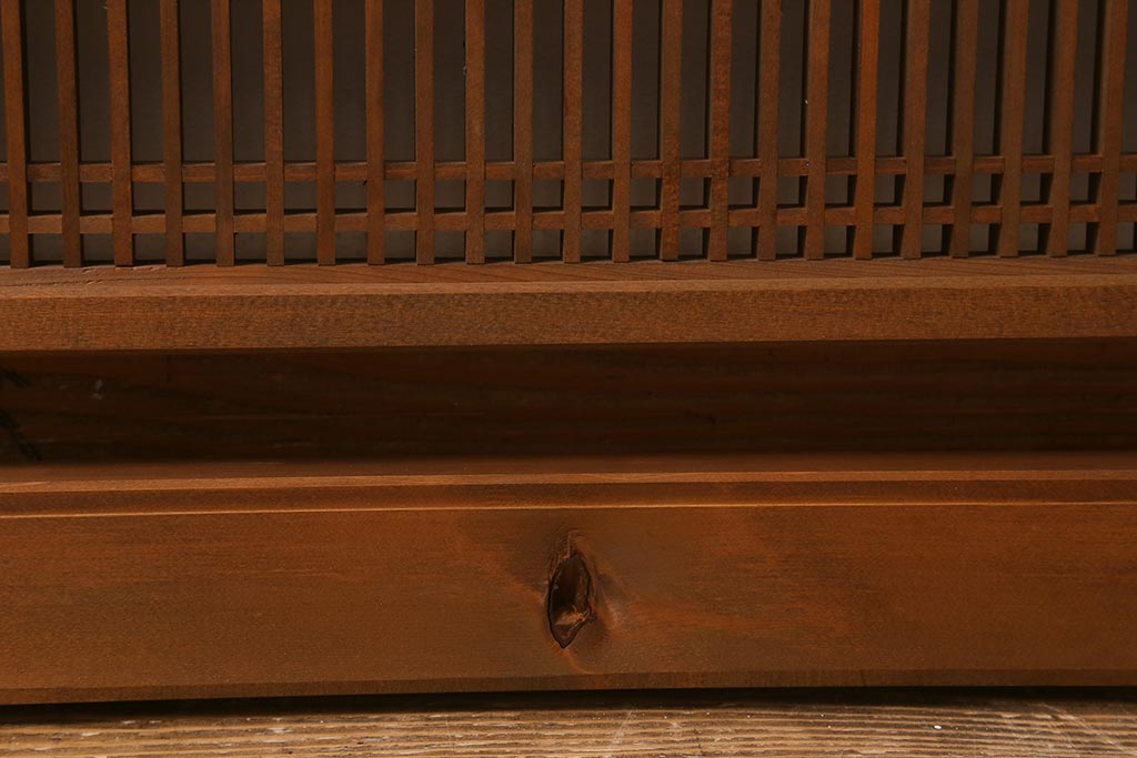 アンティーク建具　和製アンティーク　昭和後期　井桁枠に繊細な格子が映える上品な欄間(明かり取り、明り取り、建具)(R-041195)