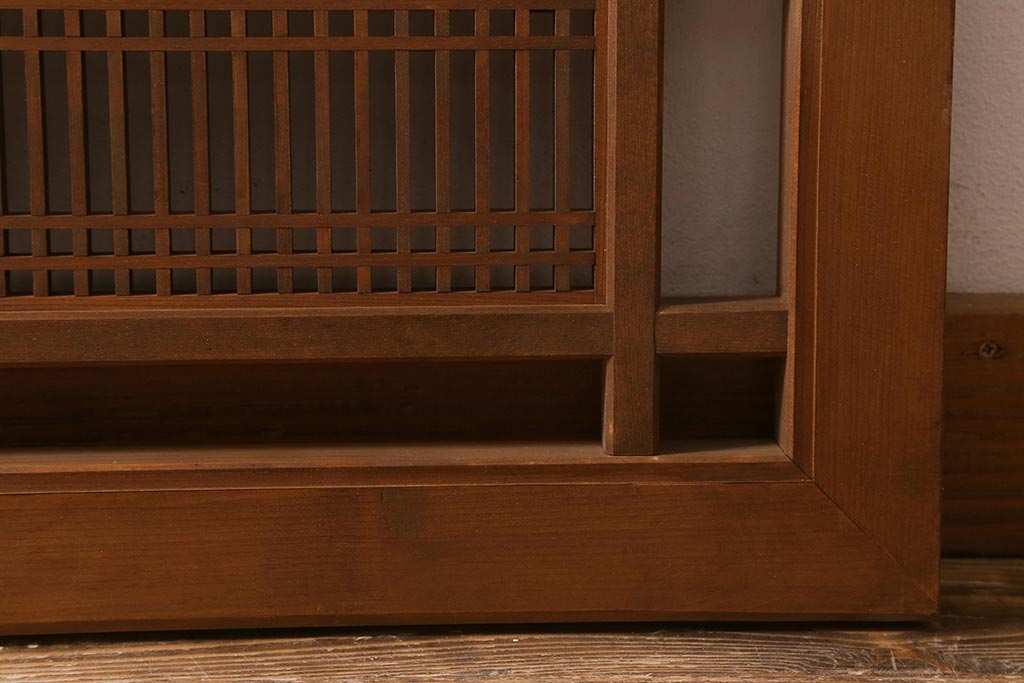 アンティーク建具　和製アンティーク　昭和後期　井桁枠に繊細な格子が映える上品な欄間(明かり取り、明り取り、建具)(R-041196)