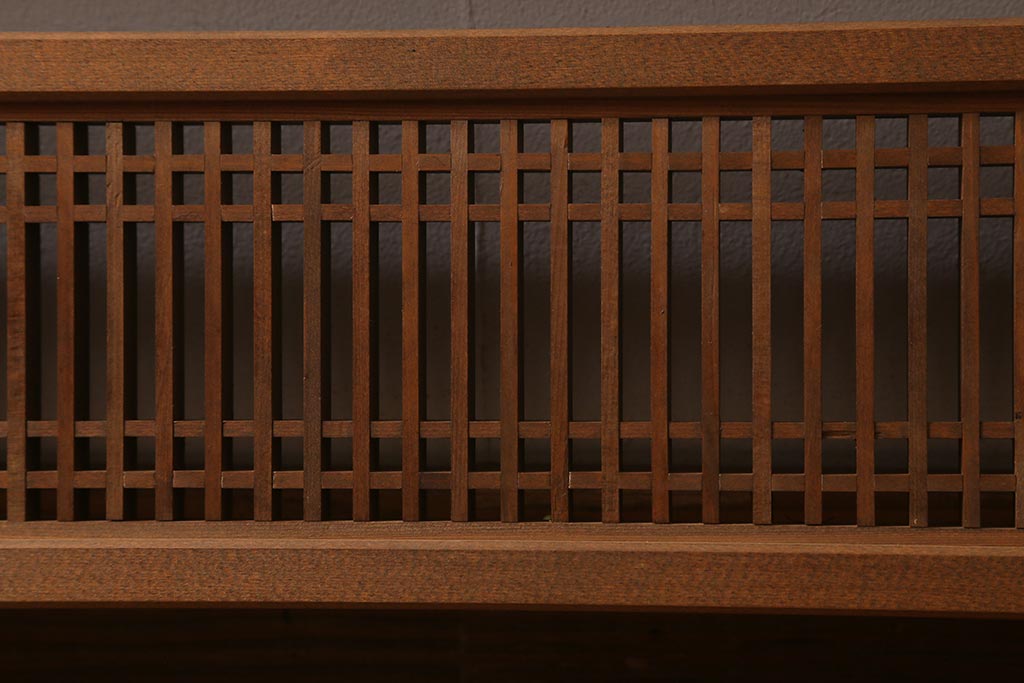 アンティーク建具　和製アンティーク　昭和後期　井桁枠に繊細な格子が映える上品な欄間(明かり取り、明り取り、建具)(R-041196)