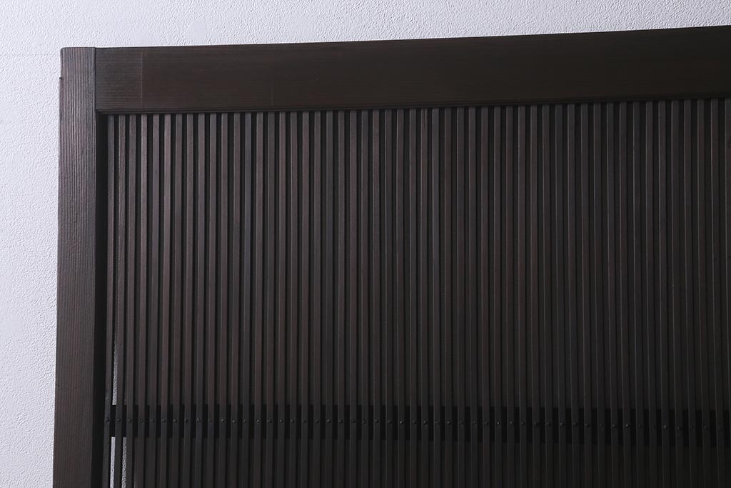 アンティーク建具　和製アンティーク　昭和初期　結霜ガラス　細かな格子が目を引く万本格子戸2枚セット(引き戸、建具)(R-041227)