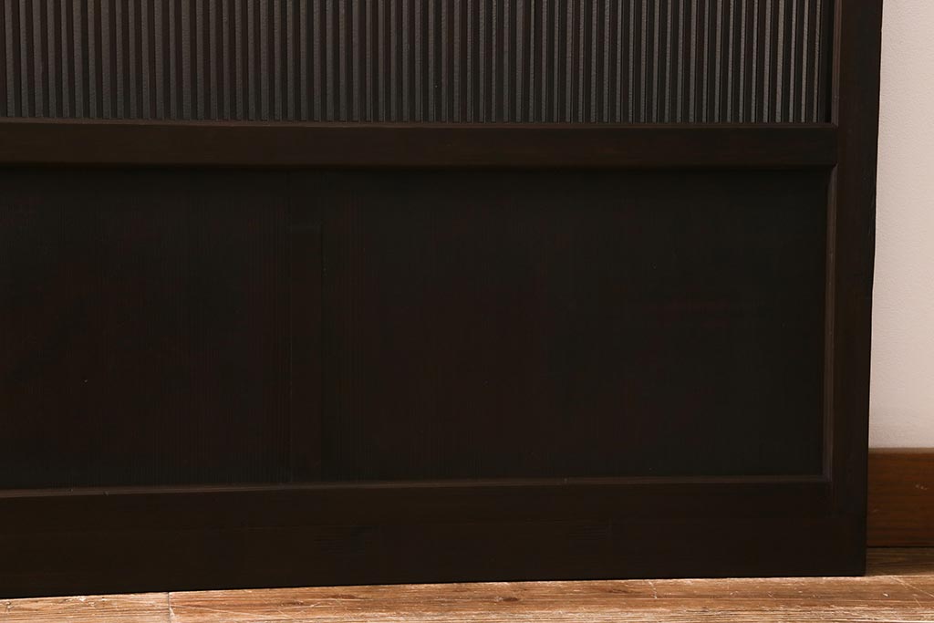 アンティーク建具　和製アンティーク　昭和初期　結霜ガラス　細かな格子が目を引く万本格子戸2枚セット(引き戸、建具)(R-041227)