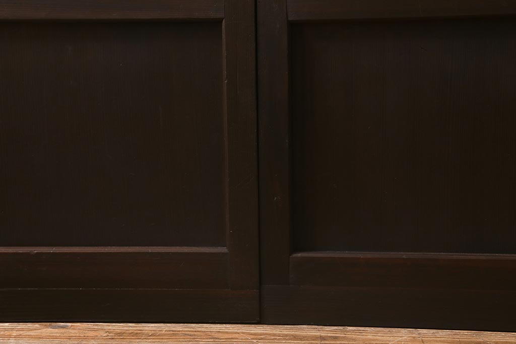 アンティーク建具　和製アンティーク　当店オリジナルガラス　昭和初期　整然と並ぶ格子が繊細な万本格子戸2枚セット(引き戸、建具)(R-041229)