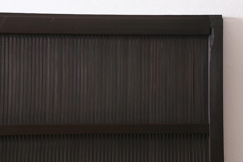 アンティーク建具　和製アンティーク　当店オリジナルガラス　昭和初期　整然と並ぶ格子が繊細な万本格子戸2枚セット(引き戸、建具)(R-041229)