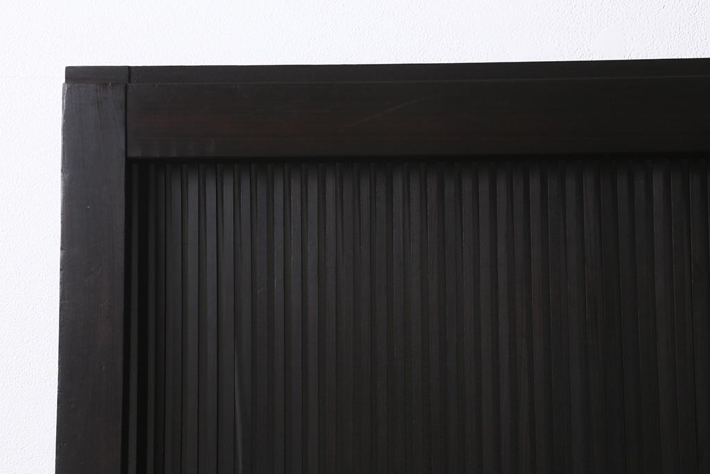 アンティーク建具　和製アンティーク　当店オリジナルガラス　昭和初期　整然と並ぶ格子が繊細な万本格子戸2枚セット(引き戸、建具)(R-041229)