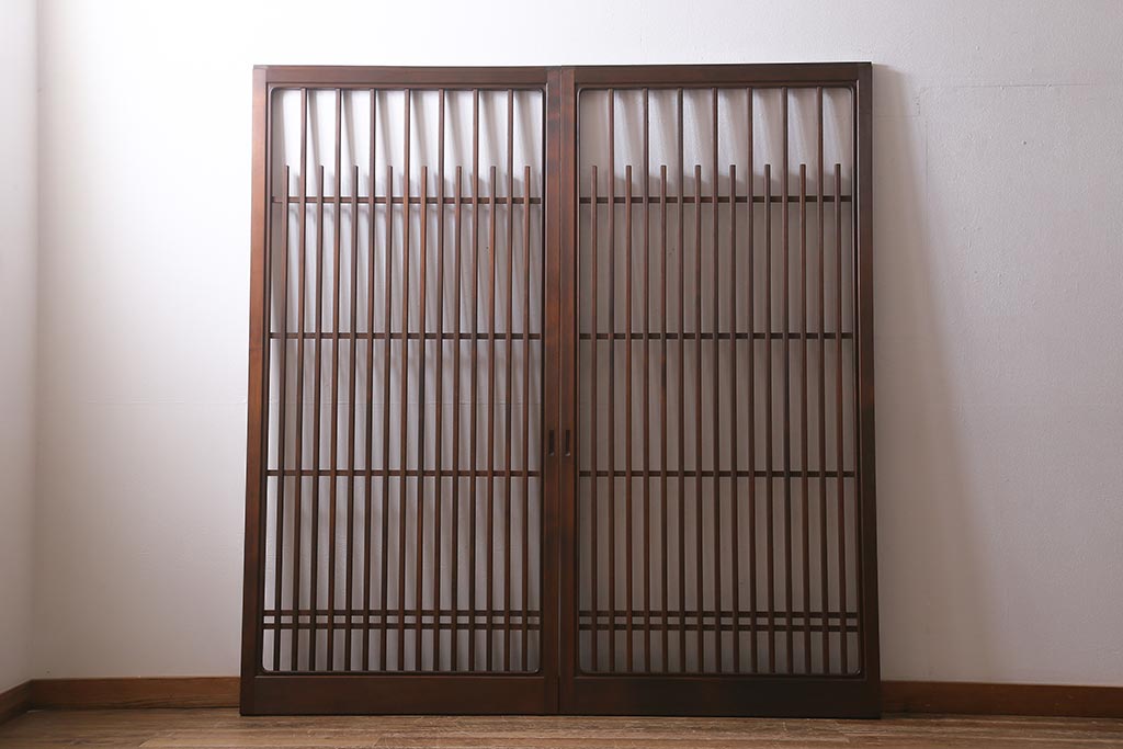 レトロ建具 昭和中期 和製アンティーク ヒノキ材 上品な佇まいの