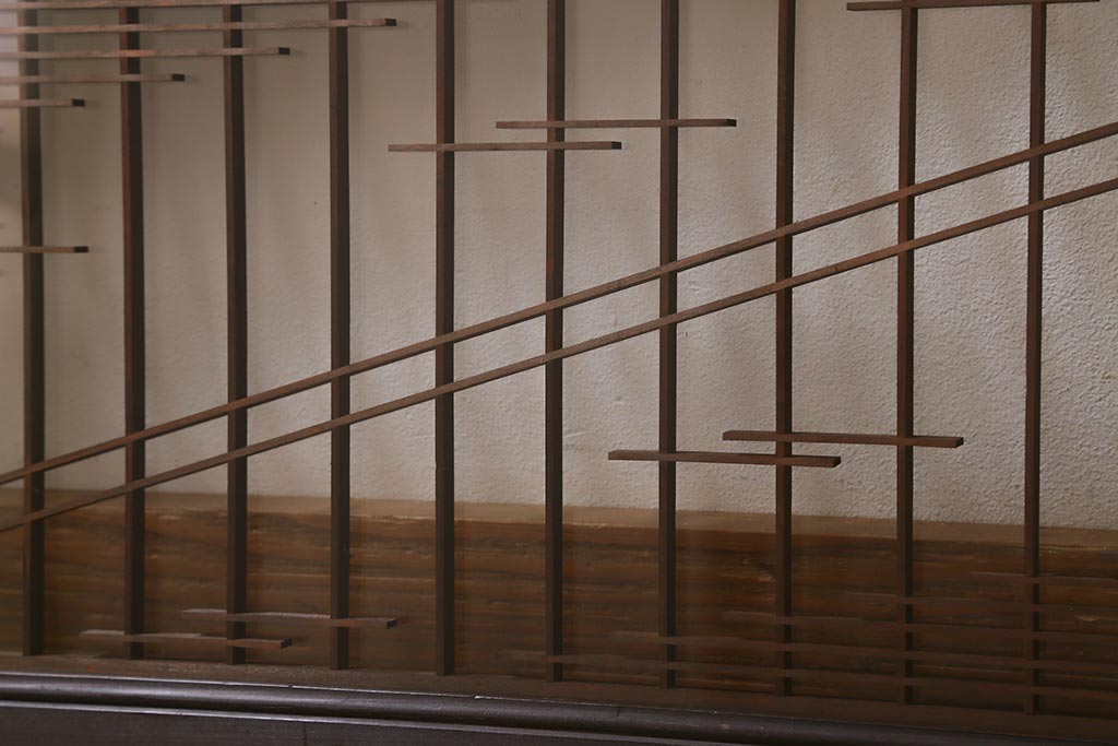 アンティーク建具　和製アンティーク　昭和中期　両面ガラス　繊細な組子が目を引く欄間(明かり取り、明り取り)(R-041243)