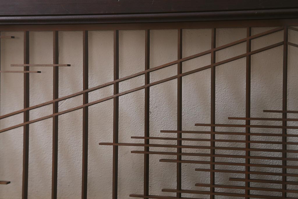 アンティーク建具　和製アンティーク　昭和中期　両面ガラス　繊細な組子が目を引く欄間(明かり取り、明り取り)(R-041243)