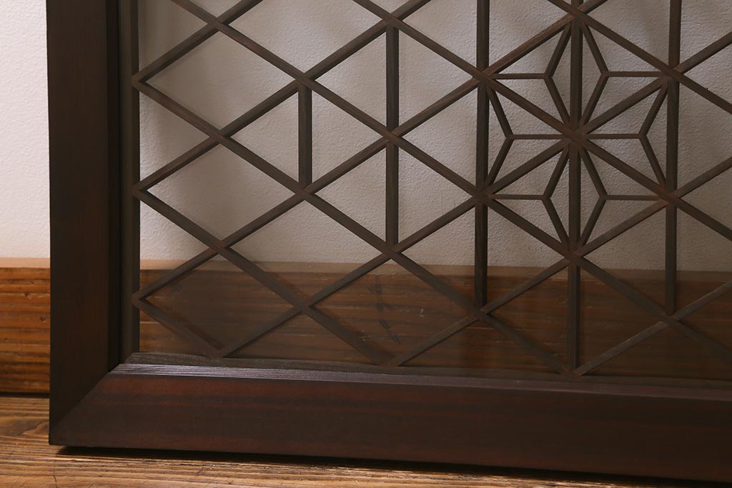 アンティーク建具　和製アンティーク　昭和中期　麻の葉　両面ガラス　上品な組子が魅力的な欄間(明かり取り、明り取り)(R-041244)