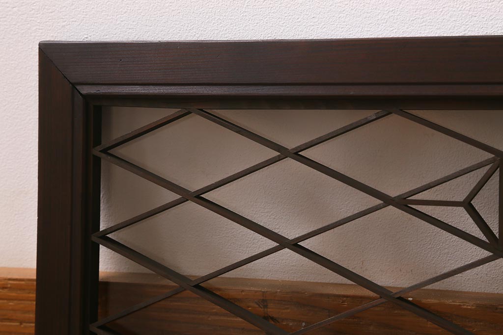アンティーク建具　昭和中期　片面ガラス　和の雰囲気を高めるおしゃれな組子欄間(明り取り、明かり取り)(R-041249)