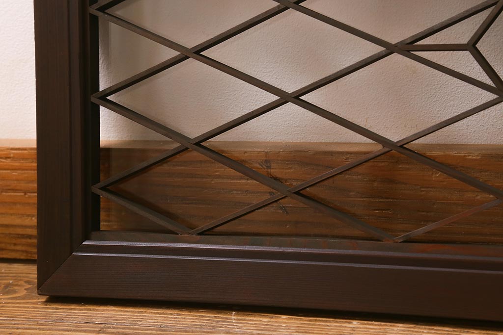 アンティーク建具　昭和中期　片面ガラス　和の雰囲気を高めるおしゃれな組子欄間(明り取り、明かり取り)(R-041249)