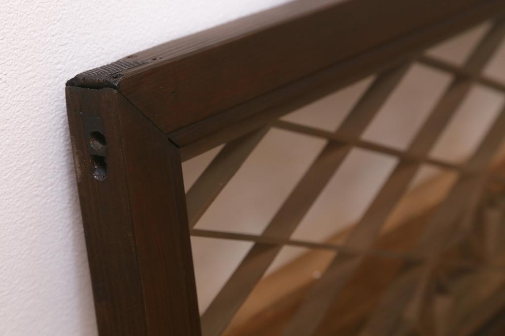 アンティーク建具　昭和中期　片面ガラス　和の雰囲気を高めるおしゃれな組子欄間(明り取り、明かり取り)(R-041249)