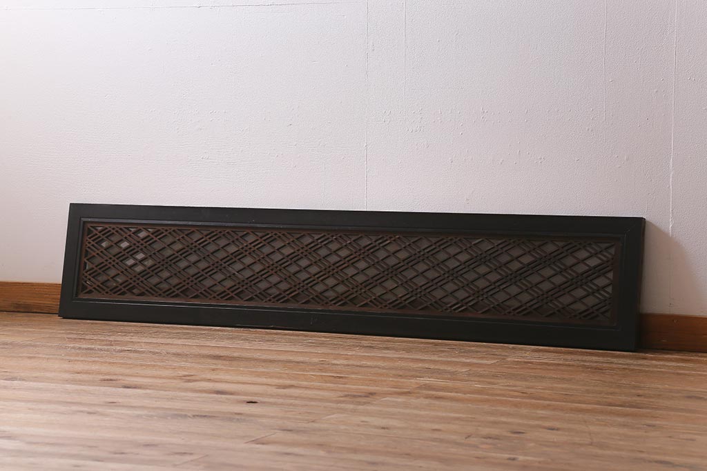 アンティーク建具　昭和初期　片面ガラス　落ち着きのある雰囲気が魅力の組子欄間(明かり取り、明り取り)(R-041250)
