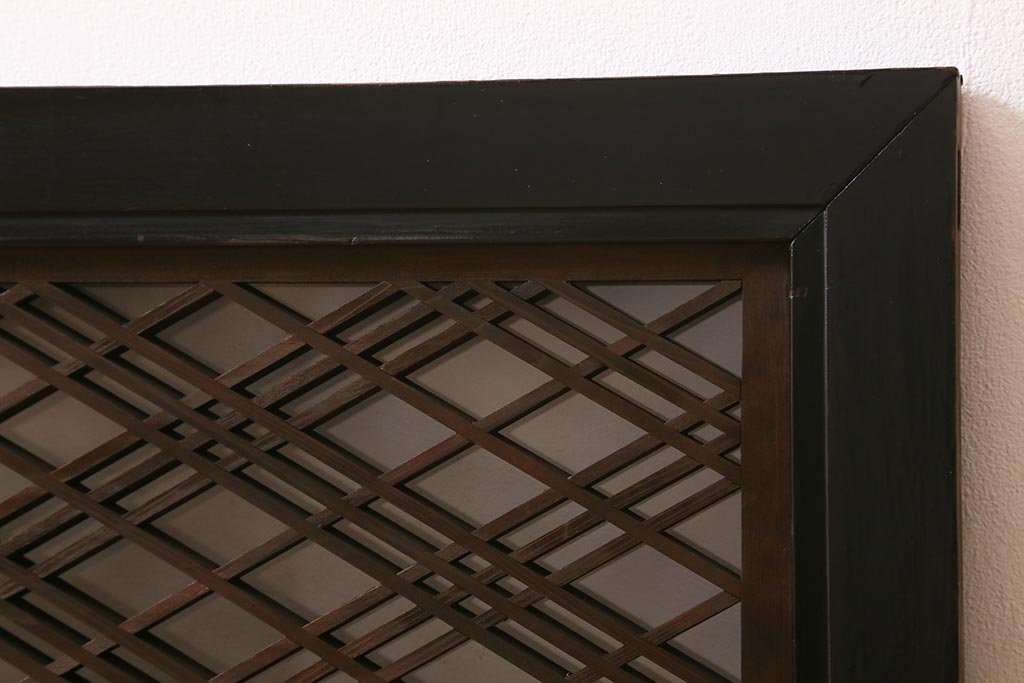 アンティーク建具　昭和初期　片面ガラス　落ち着きのある雰囲気が魅力の組子欄間(明かり取り、明り取り)(R-041250)