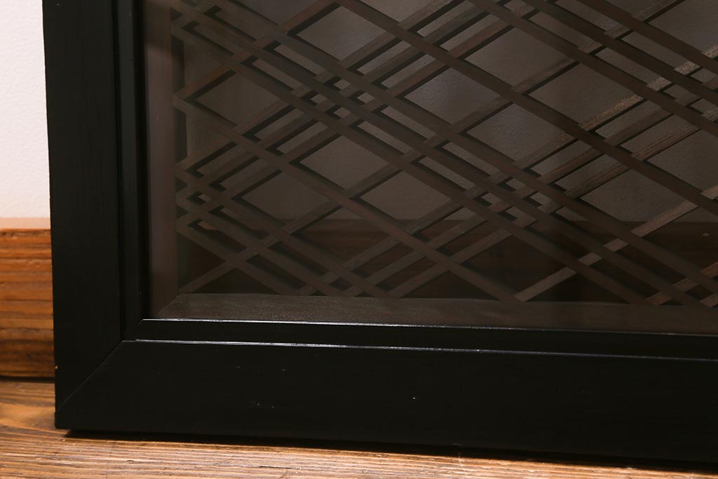 アンティーク建具　昭和初期　片面ガラス　落ち着きのある雰囲気が魅力の組子欄間(明かり取り、明り取り)(R-041250)