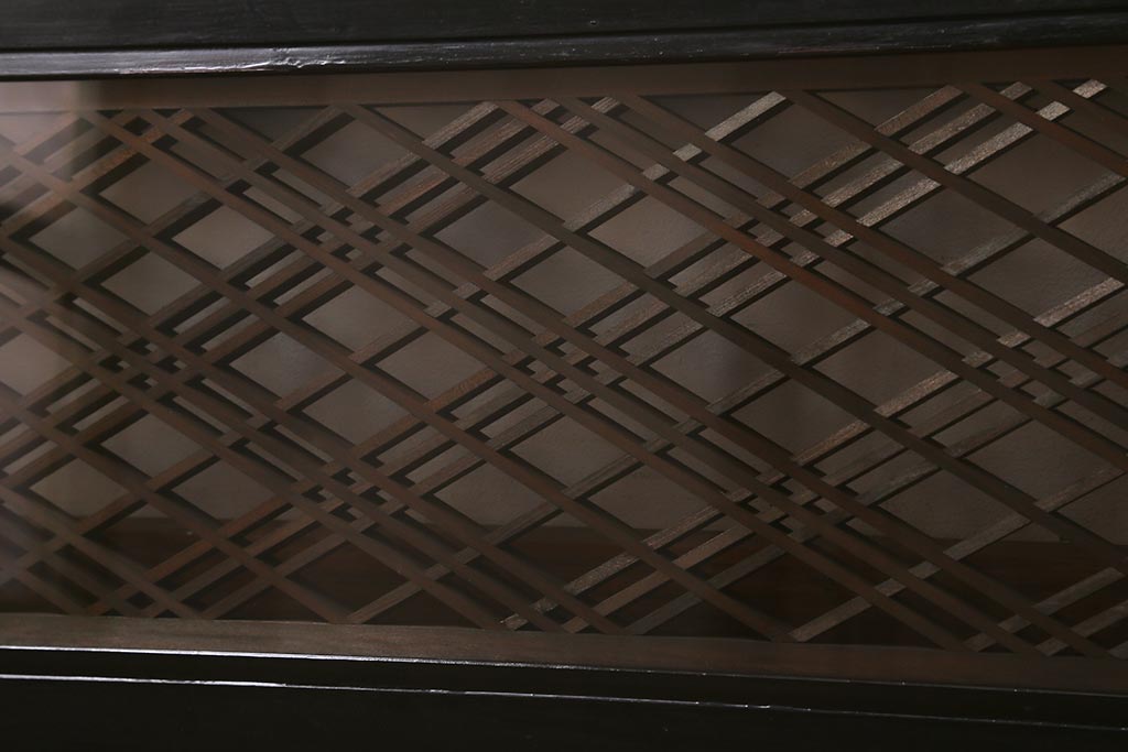 アンティーク建具　昭和初期　片面ガラス　落ち着きのある雰囲気が魅力の組子欄間(明かり取り、明り取り)(R-041250)
