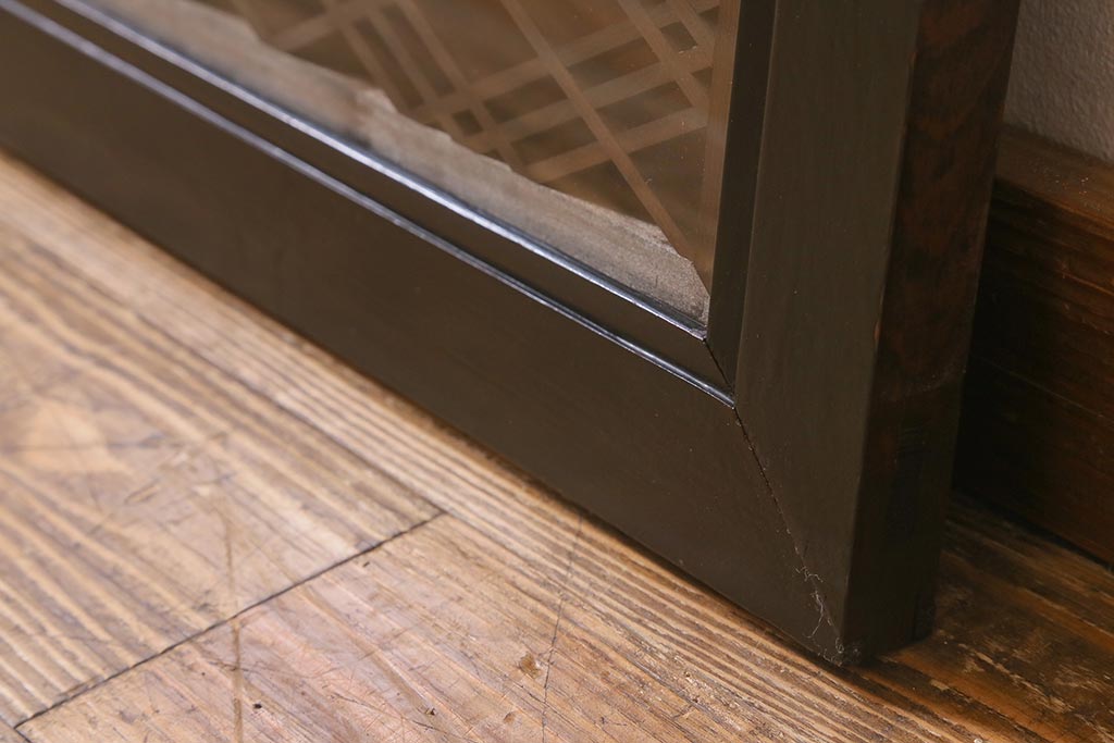 アンティーク建具　昭和初期　片面ガラス　落ち着きのある雰囲気が魅力の組子欄間(明かり取り、明り取り)(R-041250)