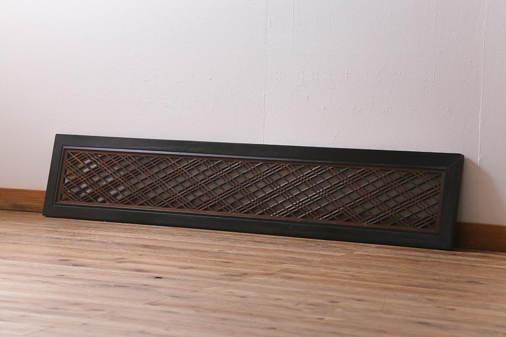 アンティーク建具　昭和初期　片面ガラス　落ち着きのある雰囲気が魅力の組子欄間(明かり取り、明り取り)(R-041251)