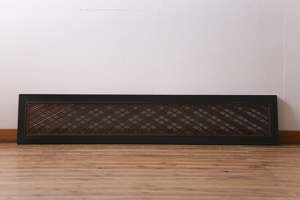アンティーク建具　昭和初期　片面ガラス　落ち着きのある雰囲気が魅力の組子欄間(明かり取り、明り取り)(R-041251)