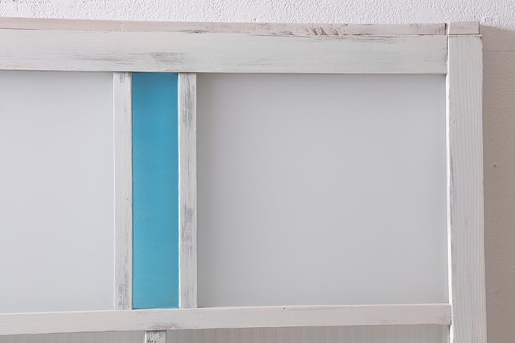 アンティーク建具 ペイント 色ガラス 爽やかな色合いが魅力的な