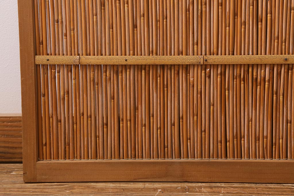 ビンテージ建具　上品な和の雰囲気を高める御簾戸2枚セット(簾戸、簀戸、葭戸、夏障子、夏戸、葦戸)(R-041268)