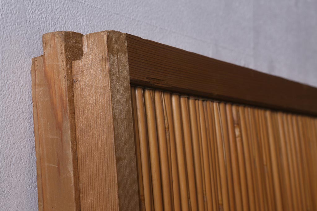 ビンテージ建具　上品な和の雰囲気を高める御簾戸2枚セット(簾戸、簀戸、葭戸、夏障子、夏戸、葦戸)(R-041268)