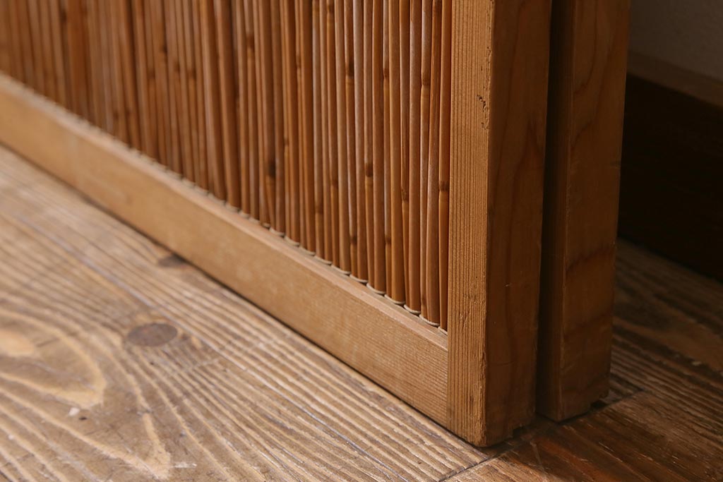 ビンテージ建具　上品な和の雰囲気を高める御簾戸2枚セット(簾戸、簀戸、葭戸、夏障子、夏戸、葦戸)(R-041268)