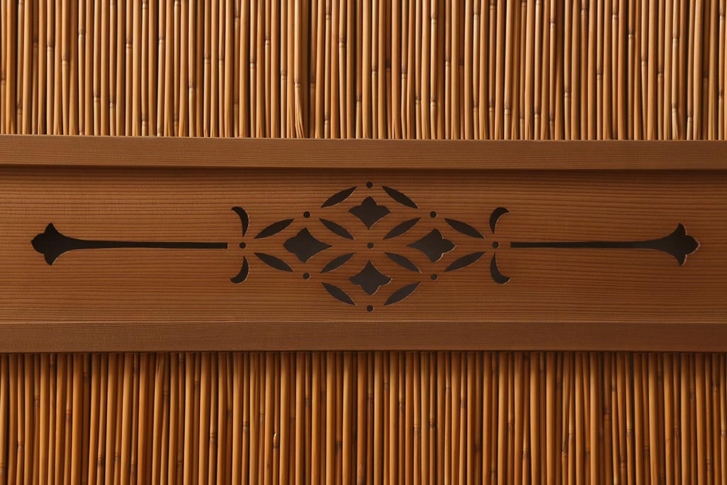 ビンテージ建具　上品な和の雰囲気を高める御簾戸2枚セット(簾戸、簀戸、葭戸、夏障子、夏戸、葦戸)(R-041268)