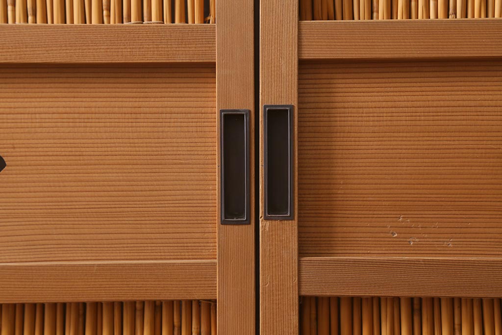 ビンテージ建具　上品な和の雰囲気を高める御簾戸2枚セット(簾戸、簀戸、葭戸、夏障子、夏戸、葦戸)(R-041268)