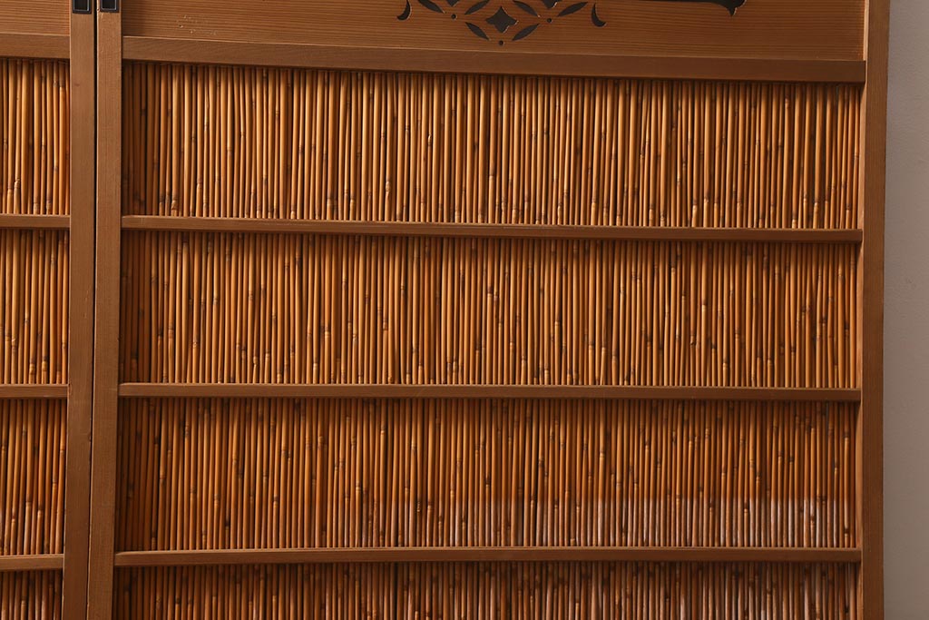 ビンテージ建具　上品な和の雰囲気を高める御簾戸2枚セット(簾戸、簀戸、葭戸、夏障子、夏戸、葦戸)(R-041268)