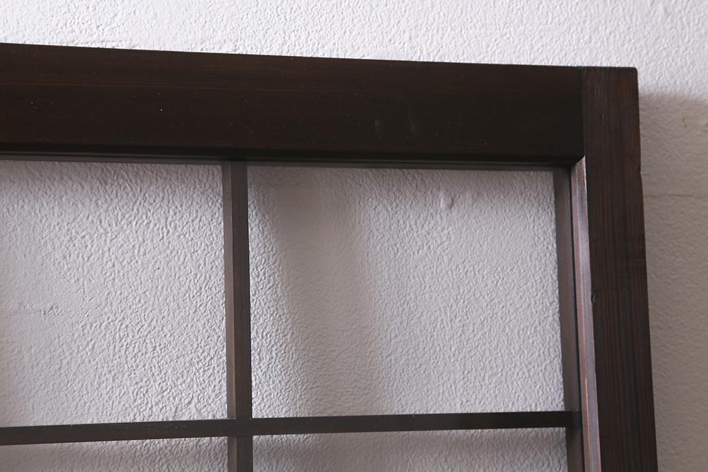 アンティーク建具　当店オリジナルガラス　昭和初期　花菱模様のガラスがレトロなガラス戸2枚セット(引き戸、建具)(R-041269)