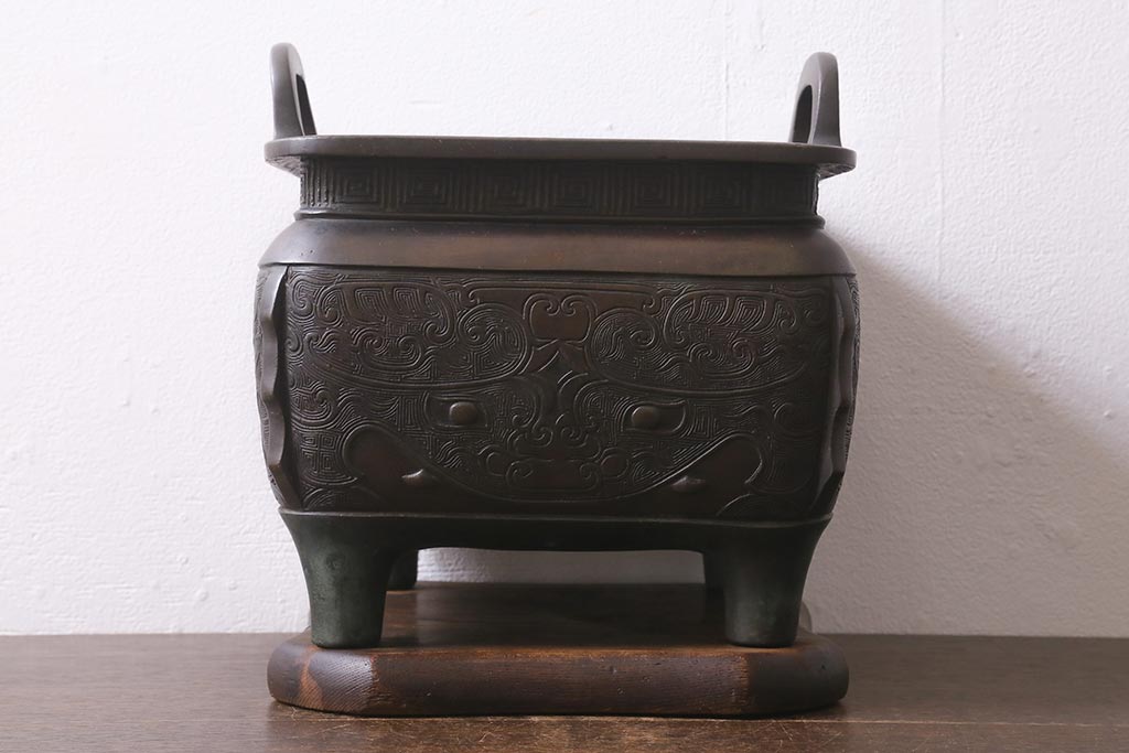 アンティーク雑貨 明治期 古銅耳付火鉢(中国香炉)(R-041283) | ラフジュ工房