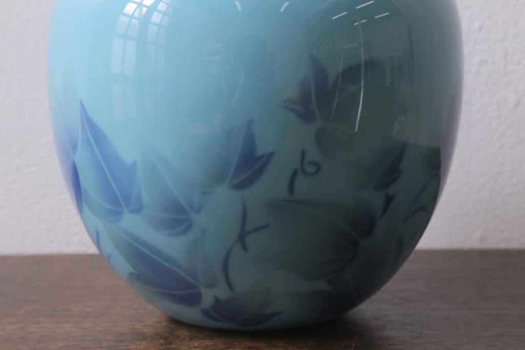 萬古焼 摘山堂 森有節造 色絵蝶文 花瓶 共箱 M R2769B