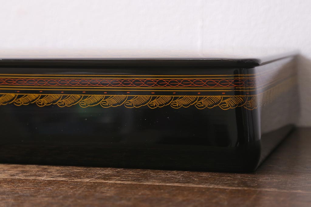 中古 ?堂 彩蒟醤(きんま)文庫(木製漆器、文箱、硯箱)(R-041290