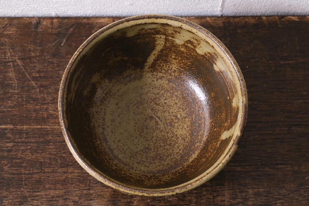 益子焼　人間国宝　島岡達三作　地釉象嵌縄文茶碗(和食器)(R-041295)