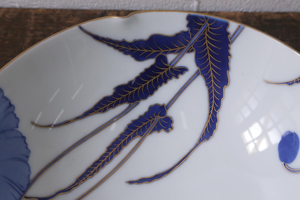 オールド香蘭社　有田焼　花蝶文　アゲハ蝶　深皿(鉢、食器)(R-041302)