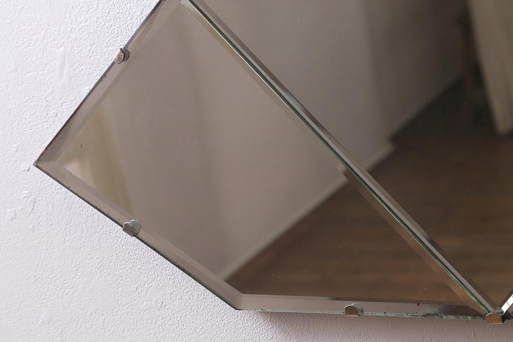 ヴィンテージ雑貨　アメリカビンテージ　空間のアクセントになるウォールミラー(壁掛け鏡)(R-041315)