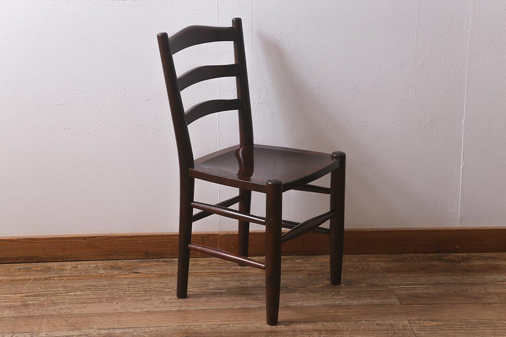 中古　松本民芸家具　シックで上品な佇まいが魅力のラダーバックチェア(ダイニングチェア、椅子)(R-041325)