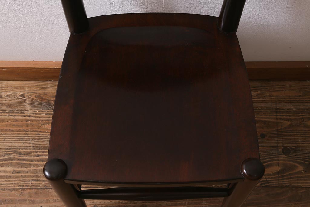 中古　松本民芸家具　シックで上品な佇まいが魅力のラダーバックチェア(ダイニングチェア、椅子)(R-041327)