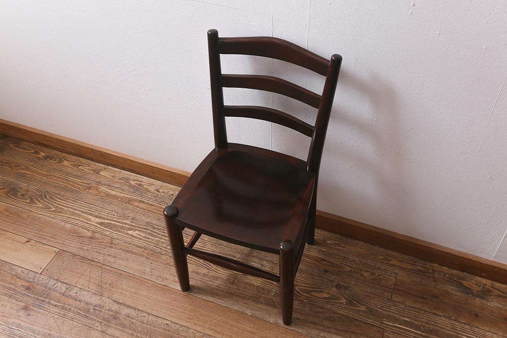 中古　松本民芸家具　シックで上品な佇まいが魅力のラダーバックチェア(ダイニングチェア、椅子)(R-041328)