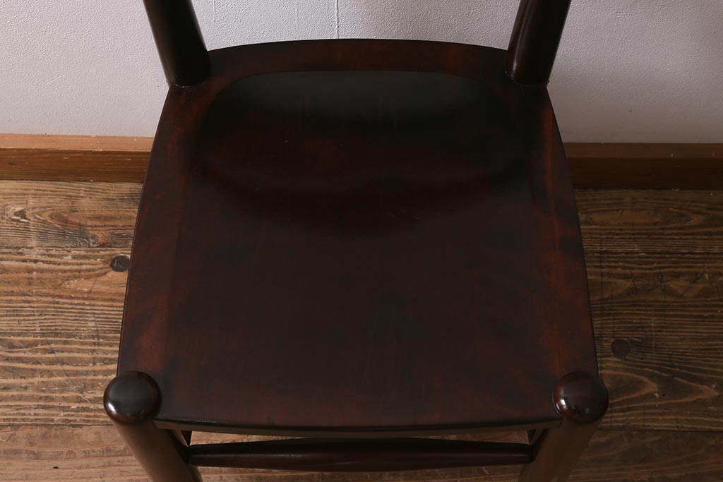 中古　松本民芸家具　シックで上品な佇まいが魅力のラダーバックチェア(ダイニングチェア、椅子)(R-041328)