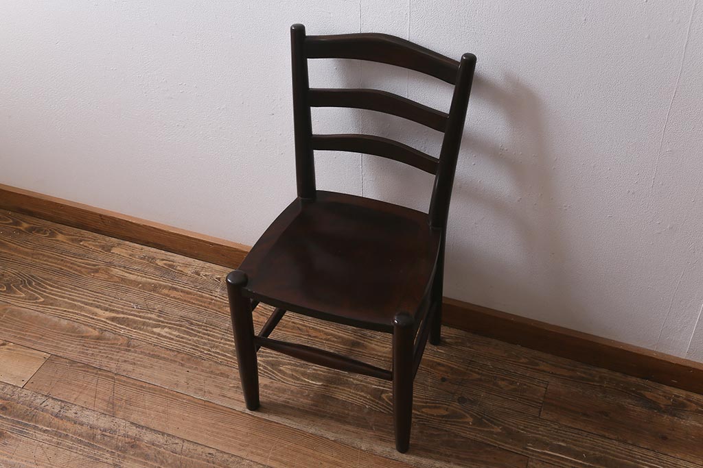 中古　松本民芸家具　シックで上品な佇まいが魅力のラダーバックチェア(ダイニングチェア、椅子)(R-041329)
